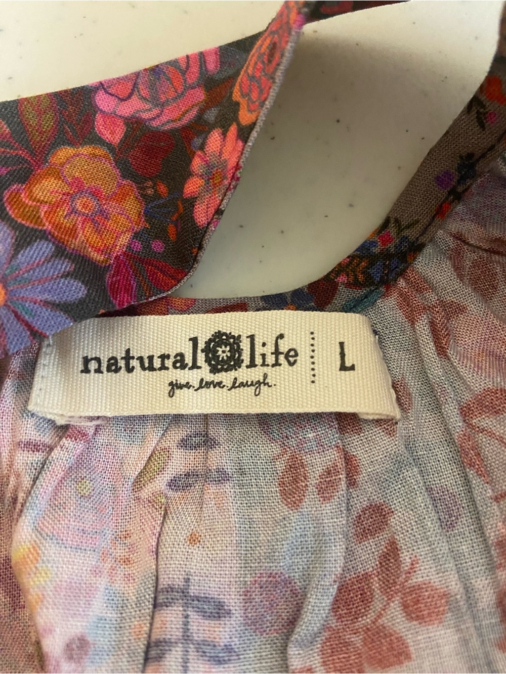 NATURAL LIFE Floral Patchwork Mini Dress in Pink, Blue, Brown - Picture 4 of 8
